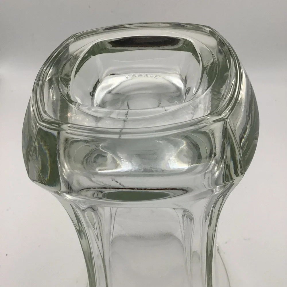 Elegant  French Four Sided Clear Glass Vase